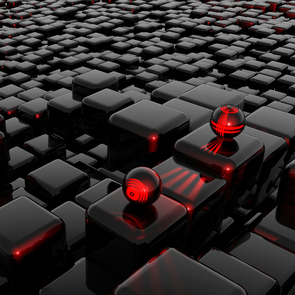 3D Dark Cube and Balls wallpaper